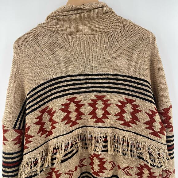 MAURICES Cardigan Sweater Size Large Western Fringe Longline Geo Duster NWT - Picture 9 of 16